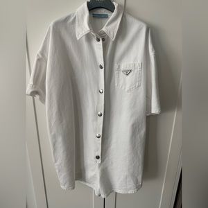 New Prada Romper jumpsuit playsuit Morgan Stewart Oversized 46 US10 denim $2490